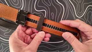 Ratchet Belt Leather Adjustable Trim to Fit No Holes Slide Dress Belt