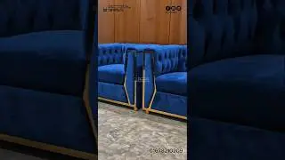 Elegant Modern Chesterfield Blu Sofa with Golden Frame Elegance || The Royal Living Experience |