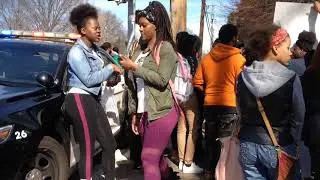 Riverview Gardens High School students speak about gun violence during walk-out