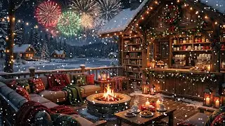 Magical Winter Coffee Shop Jazz | Frozen Lakeside Caf&eacute; with Firelight for Working, Studying
