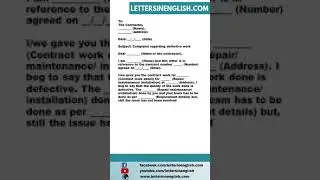 Complaint Letter to Contractor for Defective Work