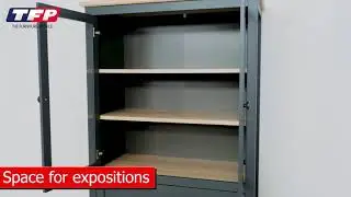Modern Glass Fronted Display Cabinet Tall Storage Unit Country Grey / Oak Effect - Bocage