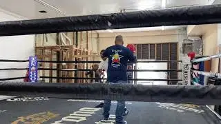 Ricky Funez working mitts with former boxer Jeff Crawford