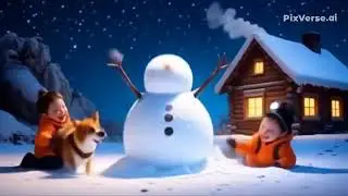 Happiness is playing in snow #children #playing #snow #animation #snowman #viral #kids #happiness