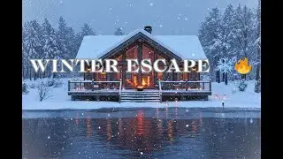 Cozy Winter Cabin by the Lake ❄️🔥 | Relaxing Country Guitar & Fireplace Sounds | Snowfall Ambience