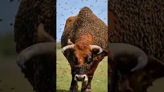 Billion of bees are Attack on Cow #shorts #youtubeshorts #shortsvideo #animalrescue #viralvideo
