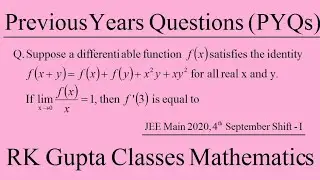 JEE Main PYQs # 7 | Previous Years Questions | JEE Main 2020, 4th September Shift-I
