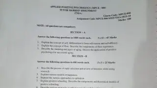 MPCE - 046 | 2023 -2024 | Assignment | MAPC Assignment | Applied Positive Psychology |