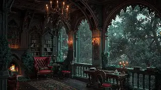Gothic Reading Room in the Rain | Cozy Dark Academia Ambience for Deep Study and Read