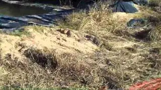 Coal Seam Gas Pond Toxic water storage leaking and overflowing