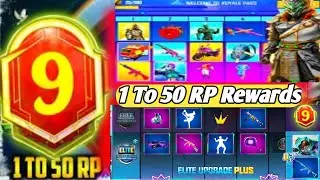 Month 9 Royal Pass  🔥 1 to 50 RP rewards 🔥 M9 maxxout rewards. season 9 royal pass Pubg Mobile BGMI