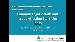 Common Legal Pitfalls and Legal Issues Affecting Start-Ups Today
