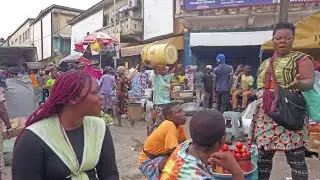INSIDE BUSY LOCAL MARKET IN GHANA ACCRA, AFRICA