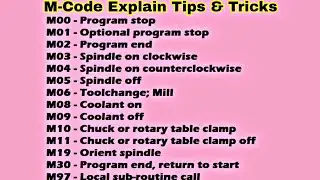 M-CODE Basic Explain Cnc Programming Class