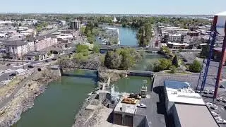 IDAHO FALLS, IDAHO. DJI Mini 2, Temple flyby, Drone Footage