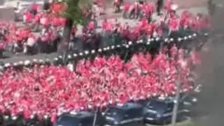 Widzew Łódź pochód przez al.Piłsudskiego
