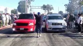 Street racing Srt8 jeep cherokee Vs ford lighting SVT | Drag Racing