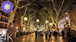 Night Walk in Palma (Christmas Lights '23) // Mallorca 4K