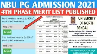 NBU - PG 4th phase Merit list published 2021 || Admission online || University of north Bengal
