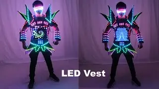 LED Robot Display Costumes Party Performance Wears Armor Suit Colorful Light Mirror Clothe