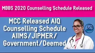 NEET 2020 MBBS Admission Counselling Schedule Released By MCC - Latest NEET NEWS