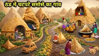 ठंड में चटपटे समोसे का गांव || Village Of Spicy Samosa In Winter || Cartoon Video