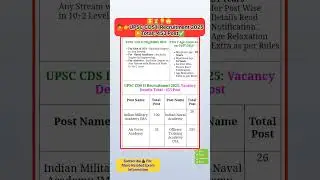 UPSC CDS II notification 2025 OUT || UPSC CDS II Recruitment 2025