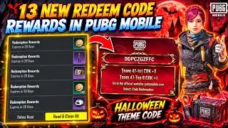 😍13 NEW REDEEM CODE REWARDS IN PUBG MOBILE | HALLOWEEN THEME CODE | GET PERMANENT OUTFIT