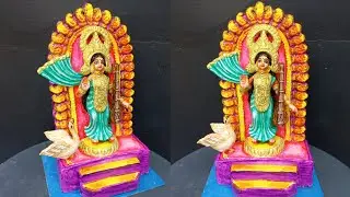 Complete Tutorial: Making and Painting a Clay Saraswati Idol with Background Design