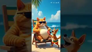 🐱😹 Fat Cat vs Silly Dog | Funniest Beach Comedy 2025 | Ultra HQ#cartoon #viralvideo #foryou #funny