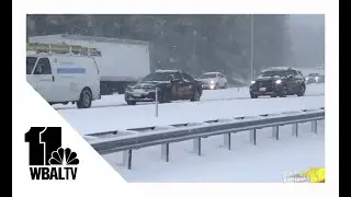 Traffic stuck on I-97 due to snow