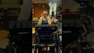 Working in our print shop at the Sacramento History Museum as if it was a Wes Anderson film.