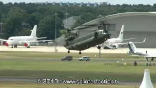 CH47 Chinook helicopter flight display at Farnborough International Air Show 2010 HD