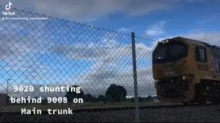 DL 9008 with freight passing DL 9020 shunting at Rotokauri Hamilton NIMT ( No Sound )