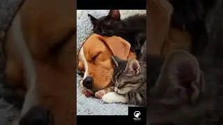 Interspecies Friendship: A Dog and Two Cats Cuddle