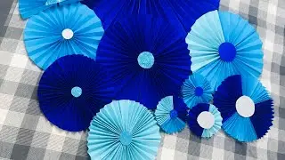 Paper fan making video/simple bday party paper decoration🎉#paperfan#5minscraft#bluetheme#bdaydecor