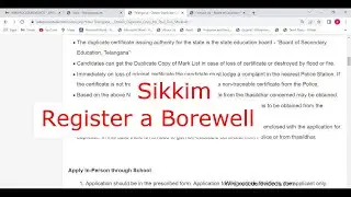 Sikkim - Register Tubewells Or Borewells Boreholes (Online)