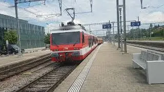 Ein RHB BDeh 25 3/6 (Rorschach - Heiden - Bahn) bei der Abfahrt in Rorschach.