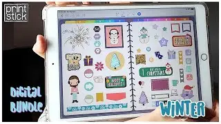 Цифровая наклейка для GoodNotes и других приложений | Зимний комплект Print Stick's