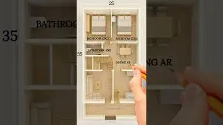 25x35 2BHK House Plan | Hand-Drawn Floor Plan & Furniture Layout & Cut Section 📐✍️ #2bhkhousedesign