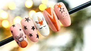 Звезды Ногтей ✨Нейл-арт с ЕДИНОРОГОМ и МЕДВЕДОМ    | Оранжевый дизайн ногтей | Идеи гибридных ногтей