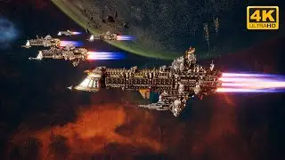 Имперский флот - 2 на 2, масштабное сражение - качество 4K - Battlefleet Gothic Armada 2