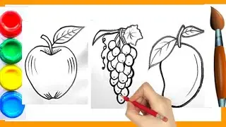Fruit drawing for kids । Easy drawing video । Kids drawing step by step । Apple drawing video 
