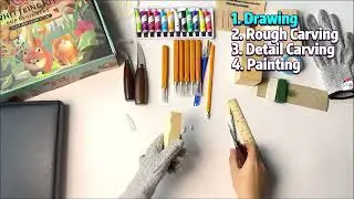 Wood Carving Kit for Beginners ✨ | 9 Knives + 6 Wood Blocks + Paint Set | Complete Whittling Tools 