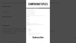 Comparing Tuples in Hackerrank #python #Hackerrank #creative #problem # Tuples