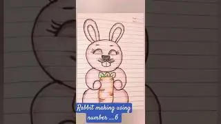 #rabbit making using number...6 #drawing rabbit #art #sketch #painting #rabbit