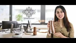 Indian Art Villa Pure Copper Hammered Shine Design Bedroom Water Bottle 1100 ML