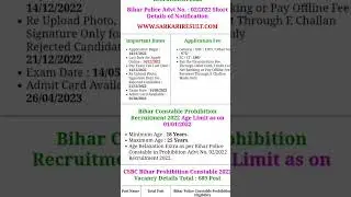 CSBC BIHAR POLICE PROHIBITION CONSTABLE ADMIT CARD