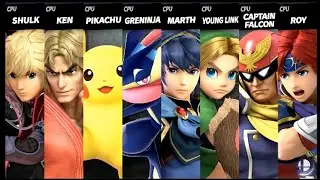 Shulk VS Ken VS Pikachu VS Greninja VS Marth VS Young Link VS Captain Falcon VS Roy Smash Ultimate