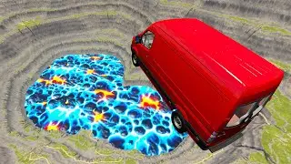 Car Jumping Into Frozen Lava Pit Leap Of Death  - BeamNG.Drive